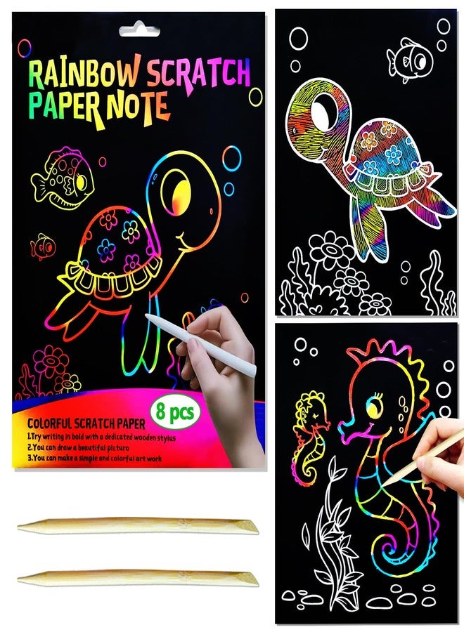BAOXUE Scratch Art for Kids, Rainbow Scratch Paper Art Set, Scratch Coloring Book,Arts and Crafts for Kids Ages 4-8 Girls Boys,Christmas Crafts,Stocking Stuffers for Kids - Image 1