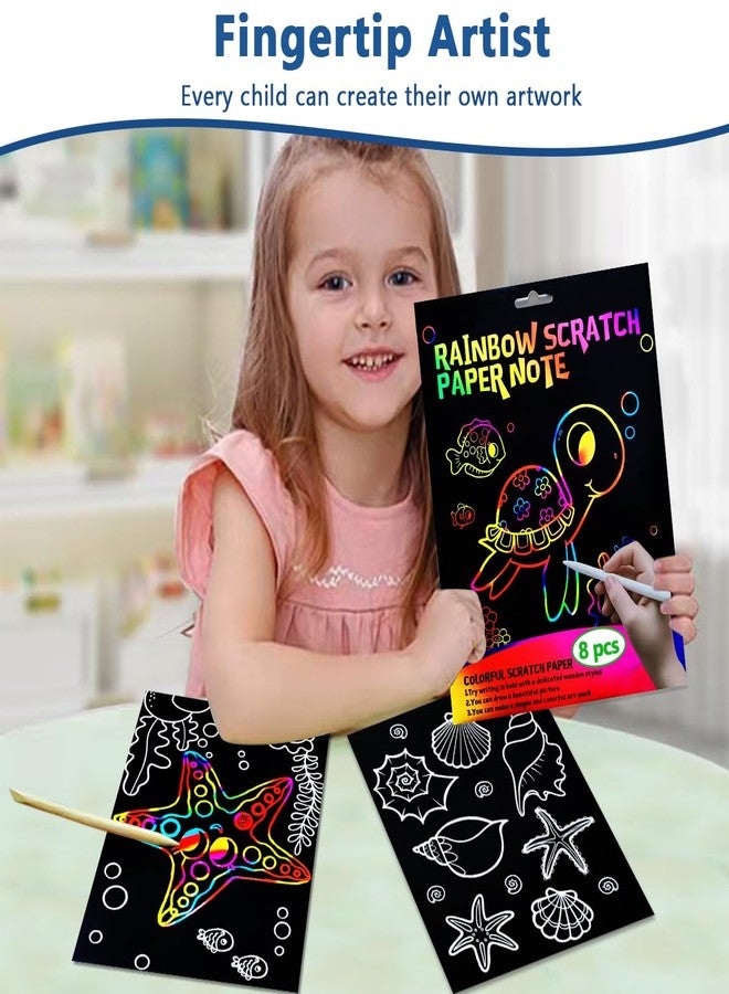 BAOXUE Scratch Art for Kids, Rainbow Scratch Paper Art Set, Scratch Coloring Book,Arts and Crafts for Kids Ages 4-8 Girls Boys,Christmas Crafts,Stocking Stuffers for Kids - Image 2