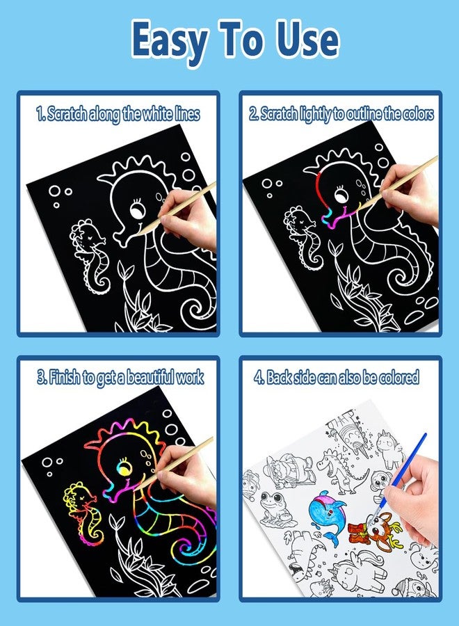 BAOXUE Scratch Art for Kids, Rainbow Scratch Paper Art Set, Scratch Coloring Book,Arts and Crafts for Kids Ages 4-8 Girls Boys,Christmas Crafts,Stocking Stuffers for Kids - Image 4