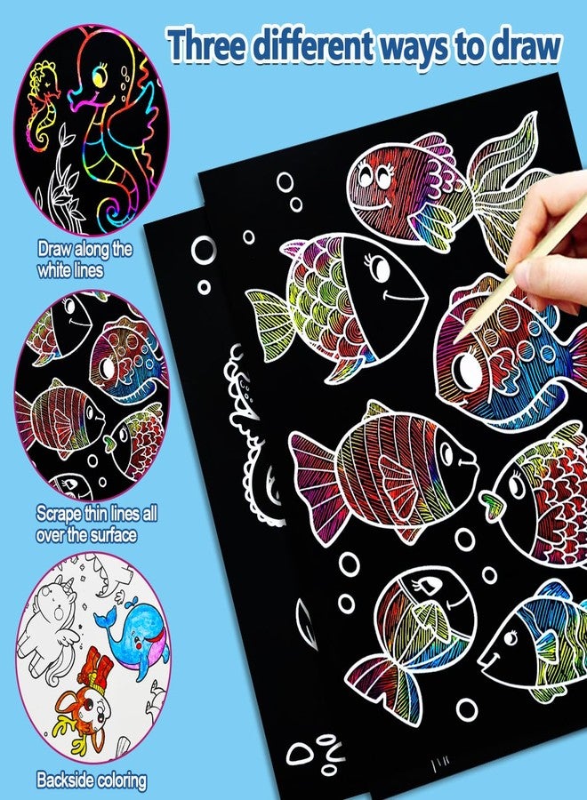 BAOXUE Scratch Art for Kids, Rainbow Scratch Paper Art Set, Scratch Coloring Book,Arts and Crafts for Kids Ages 4-8 Girls Boys,Christmas Crafts,Stocking Stuffers for Kids - Image 3