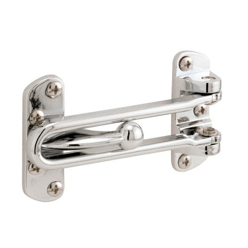 Defender Security Prime-Line U 9900 Diecast Security Swing Bar Lock for Hinged Swing-In Doors, 3-7/8 Inch Bar Length by 2-1/2 Inch Height, Chrome, Set of 1 - Image 1
