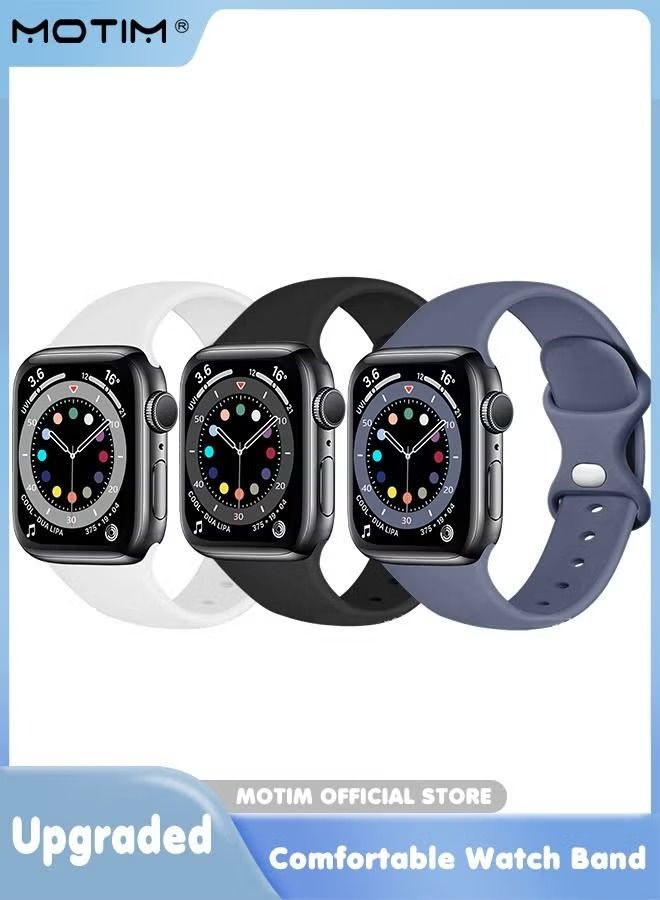 vesus 3 Pack Sport Bands Compatible with Apple Watch Band 42mm/44mm/45mm 49mm M/L for Women/Men Waterproof Soft Silicone Replacement Strap Accessories for iWatch Ultra SE Series 8/7/6/5/4/3/2/1 
