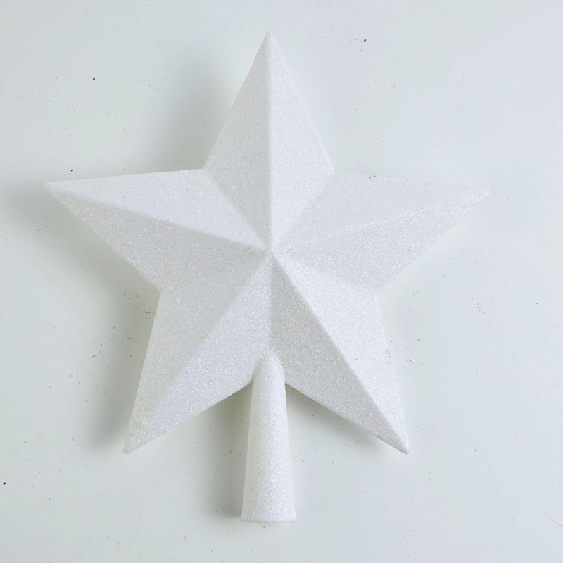 YYCRAFT Glitter Star Tree Topper Christmas Decoration-(10 Inch,White) - Image 2