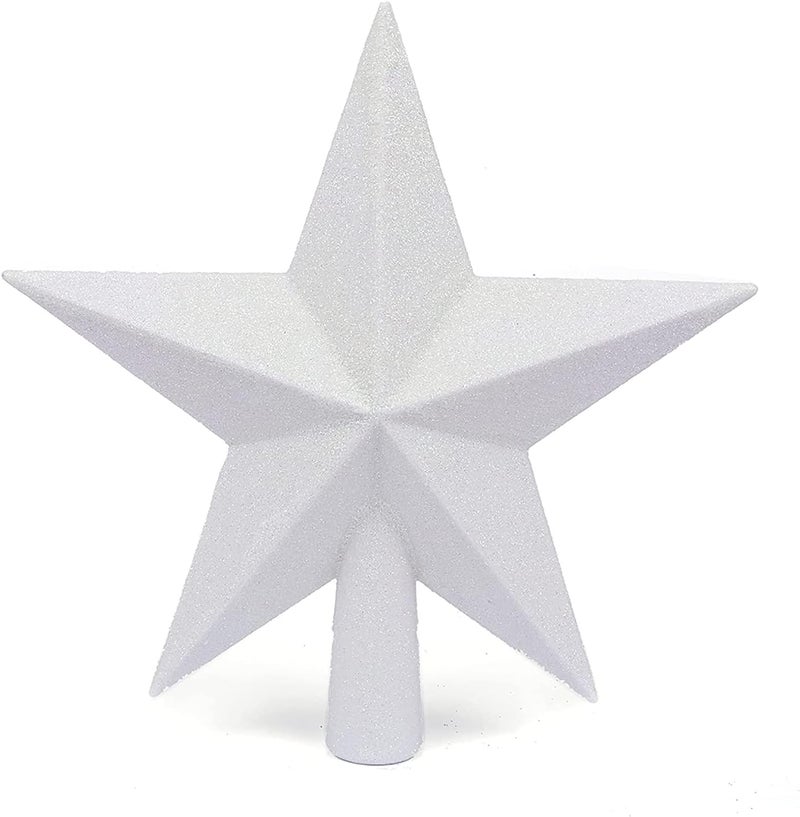 YYCRAFT Glitter Star Tree Topper Christmas Decoration-(10 Inch,White) - Image 1