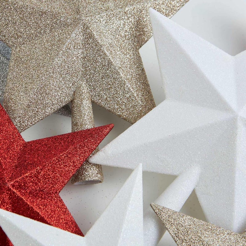 YYCRAFT Glitter Star Tree Topper Christmas Decoration-(10 Inch,White) - Image 4