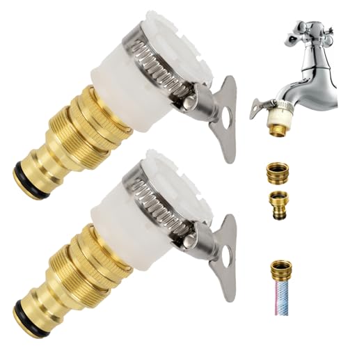 Zytiqt 2 Pieces Pipe Connector Joint, Universal Tap Adapter for Garden Hose Pipe, Water Pipe Connector with Durable Alloy,Garden Bathroom Kitchen Outdoor Universal Hose Pipe Connecter - Image 1