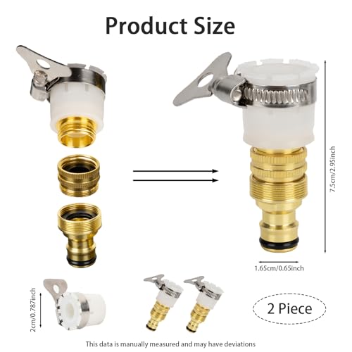Zytiqt 2 Pieces Pipe Connector Joint, Universal Tap Adapter for Garden Hose Pipe, Water Pipe Connector with Durable Alloy,Garden Bathroom Kitchen Outdoor Universal Hose Pipe Connecter - Image 2