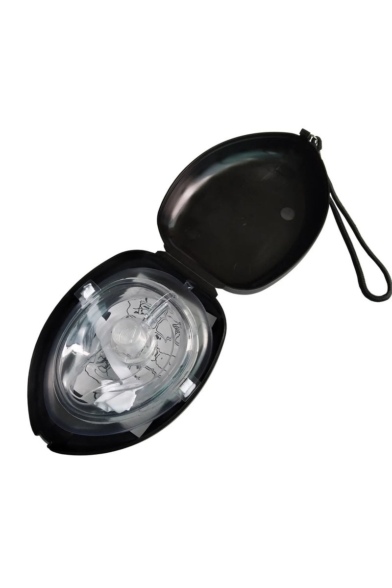 قناع تنفس احترافي أسود اللون، قطعة واحدة، للإسعافات الأولية والإنعاش القلبي الرئوي، لحماية المنقذين من التنفس الاصطناعي.