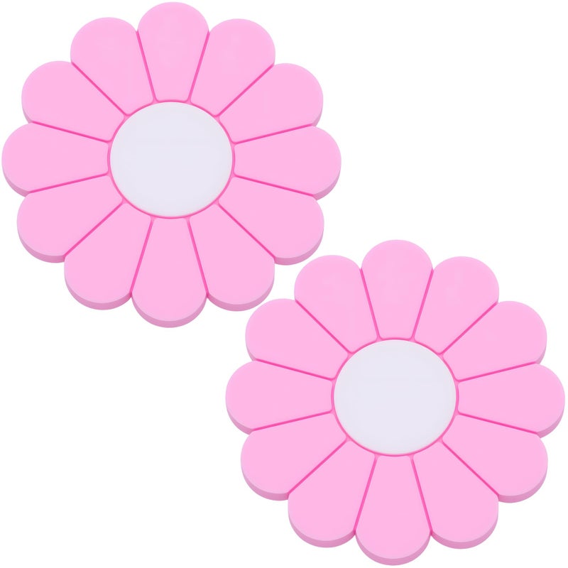 MEAJOO 2Pack Car Cup Holder Coaster Inserts Daisy Shape 275 Inch NonSlip Silicone Cup Holder Insert Universal NonSlip Cup Holders Car Accessories Interior for Women and Man Pink - Image 3