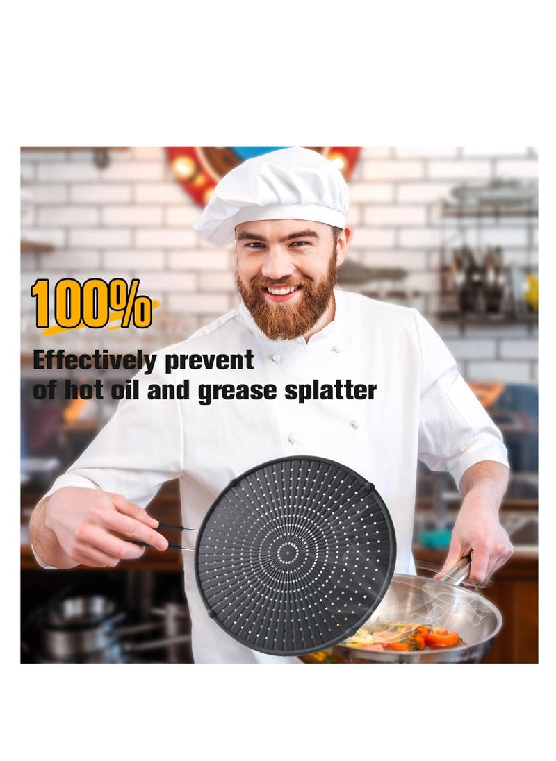 Silicone Splatter Screen for Frying Pan 13”, Multi-Use Grease Splatter Guard Heat Resistant to Hot Oil Food Safety Oil Splash Guard