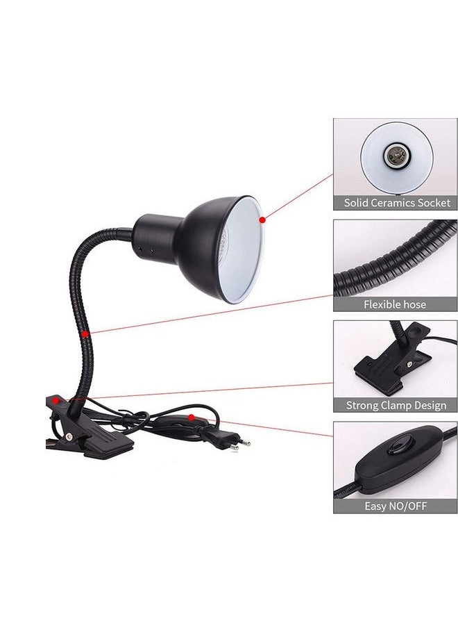 B&K Reptile Heat Lamp, Clamp Lamp for Aquarium Adjustable Holder and Temperature with 360°Rotatable Clip for Turtle Snake Aquarium