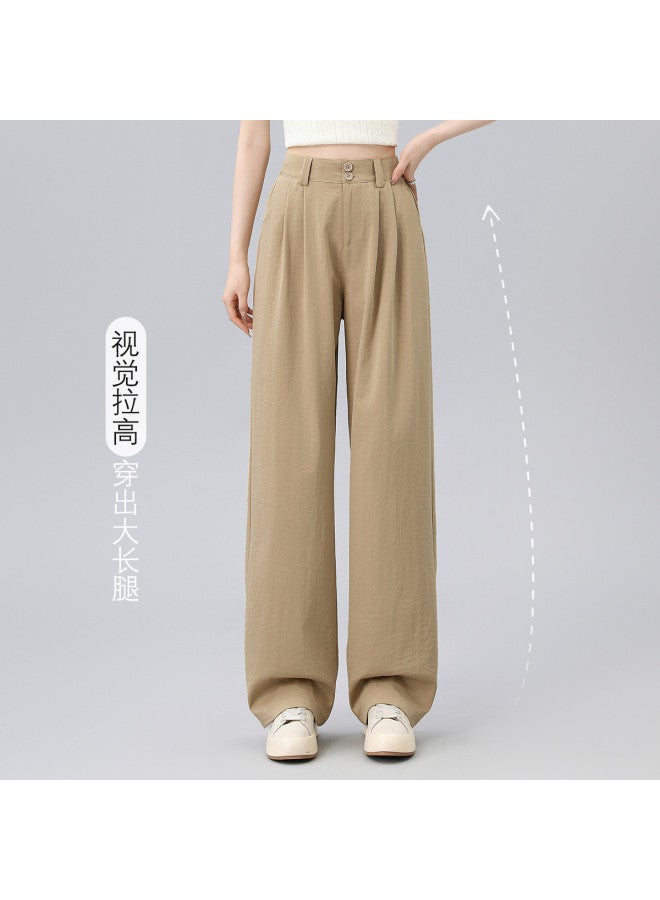 Baleno High-waisted Versatile Solid Color Woven Yamamoto Pants For Women, Summer Bestseller Fashion Casual Comfortable Chic Wide-leg Trousers - Image 4