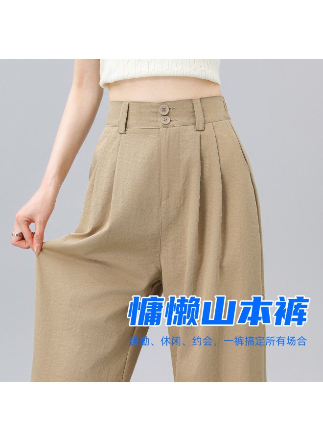 Baleno High-waisted Versatile Solid Color Woven Yamamoto Pants For Women, Summer Bestseller Fashion Casual Comfortable Chic Wide-leg Trousers - Image 2