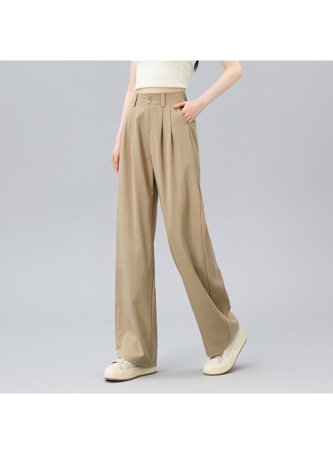 Baleno High-waisted Versatile Solid Color Woven Yamamoto Pants For Women, Summer Bestseller Fashion Casual Comfortable Chic Wide-leg Trousers - Image 5