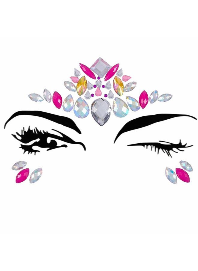 Chicque - Rhinestone Face Jewels Mermaid Face Gems Glitter Crystal Eyes Face Stickers Stone Rave Party Festival Sticker Jewels for Women and Girls 2PCS (D) - Image 1