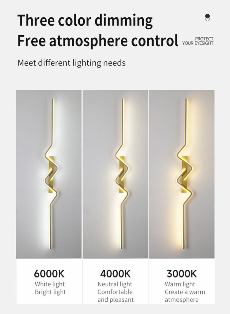 لوبيتيز مصباح الجدار، ضوء قوس (80 سم، الذهب، ثلاثة ألوان درجة الحرارة 3000K-6000K قابل للتعديل) مصباح الجدار LED بسيطة غرفة النوم بجانب السرير مصباح الجدار غرفة المعيشة أريكة تلفزيون الديكور المنزلي خلفية مصباح الجدار - Image 4