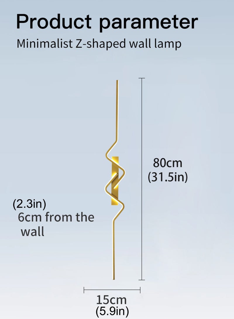 لوبيتيز مصباح الجدار، ضوء قوس (80 سم، الذهب، ثلاثة ألوان درجة الحرارة 3000K-6000K قابل للتعديل) مصباح الجدار LED بسيطة غرفة النوم بجانب السرير مصباح الجدار غرفة المعيشة أريكة تلفزيون الديكور المنزلي خلفية مصباح الجدار - Image 3
