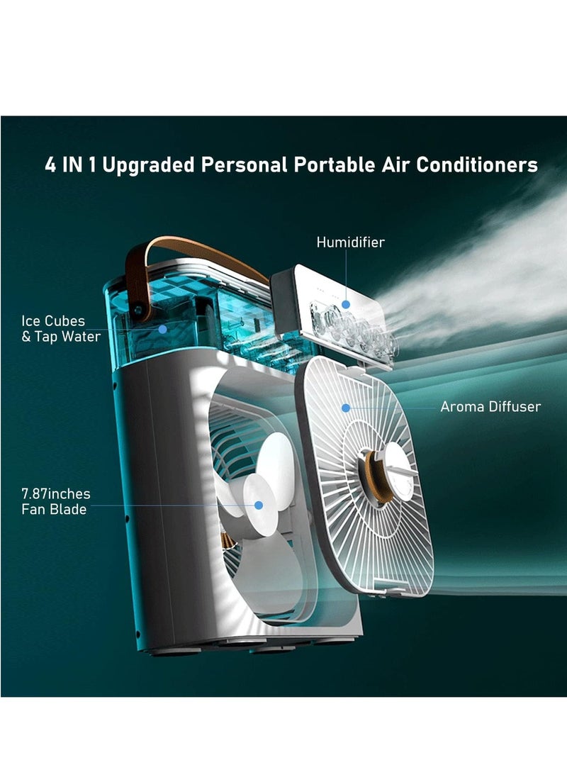 ELTRAZONE Portable Air Conditioners,Mini Evaporative Cooler,700ml Cooler 3 Speeds,USB Personal Conditioner with 7 LED Light，1-3H Timer AC Cooling Fan for car Home Office Room, White  - Image 2