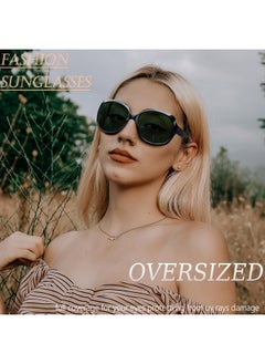 Joopin Oversized Black Frame Green Tinted Sunglasses For Women, Designer Big Polarized Glasses Uv Protection, Full Coverage Large Shades Sunnies  - Image 2