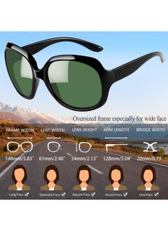 Joopin Oversized Black Frame Green Tinted Sunglasses For Women, Designer Big Polarized Glasses Uv Protection, Full Coverage Large Shades Sunnies  - Image 3