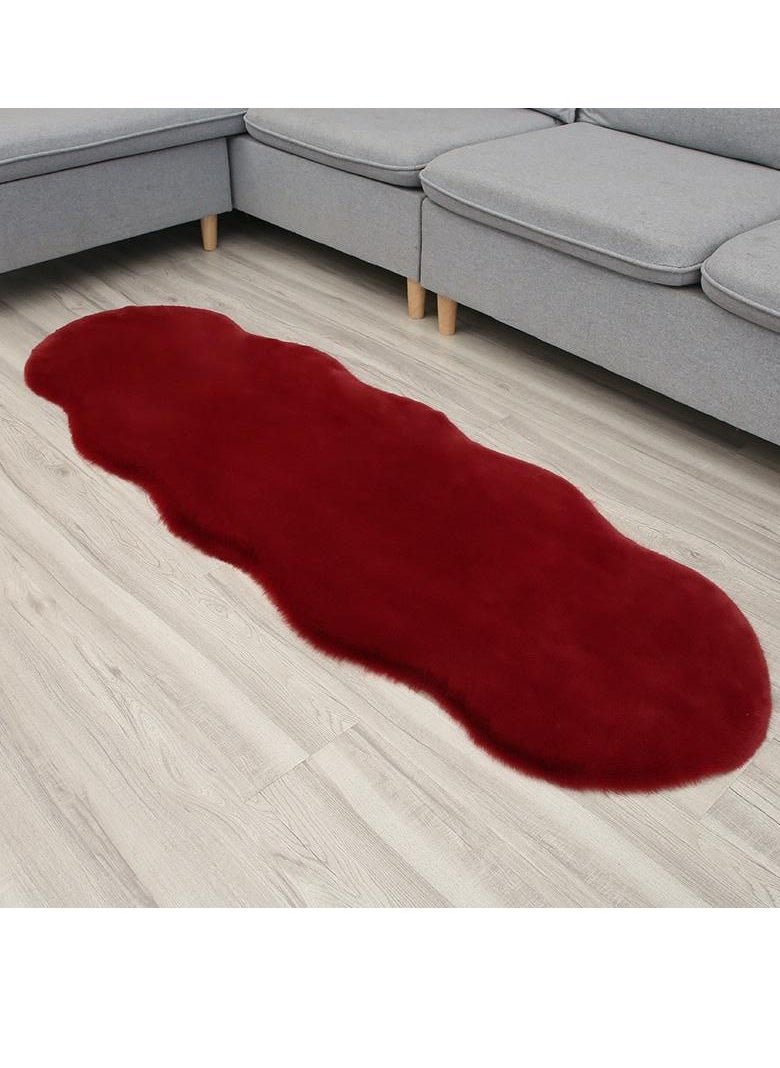 BAIG Sheepskin Fur Rug, Deep Red Fuzzy Rug Machine Washable Shag Rug, Nursery Decor Throw Rugs for Bedroom, kids room, Living Room  - Image 1