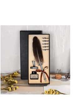 Generic Vintage Feather Quill Dip Pen Writing Ink Set Perfect for Signning Handwriting School Office Stationery Gift Excellent Wedding Souvenir  - Image 1