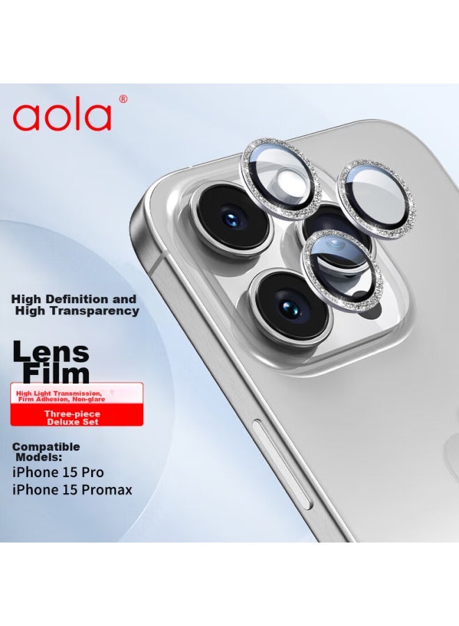 Australian Wave Aolang, Apple 15 Pro/pro Max Lens Protector, Apple Iphone 15 Pro Max Phone Three-hole Metal Lens Tempered Glass Protective Film, High-definition, Non-top Shell, Anti-scratch Film, - Image 1