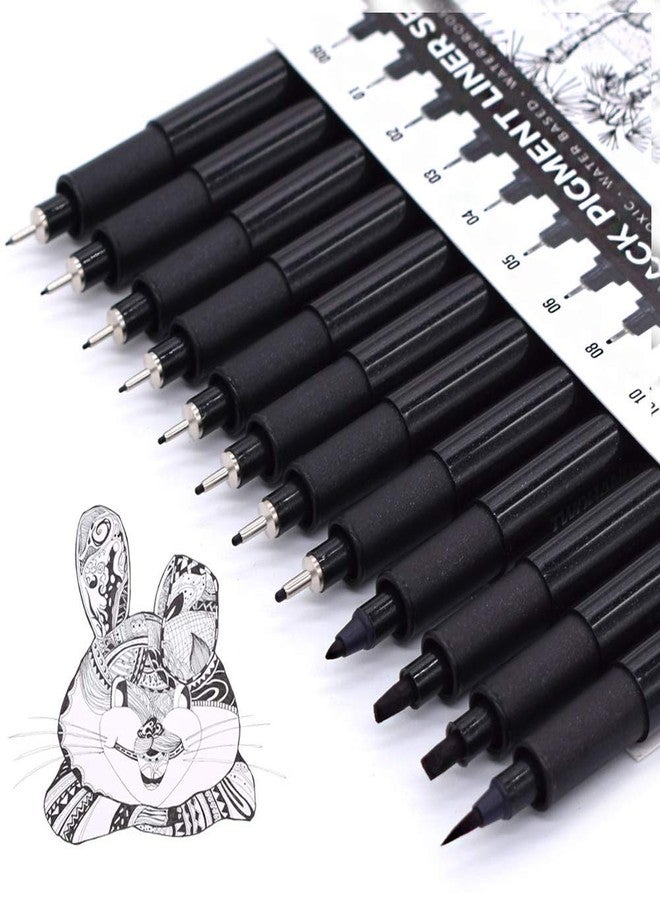 TWOHANDS Art Pens,Fineliner Ink Pens,Set of 12 Technical Drawing pen,Pigment Pen,Fine Point,Black,Waterproof,for Art Watercolor,Sketching,Anime,Manga, 902188 - Image 1