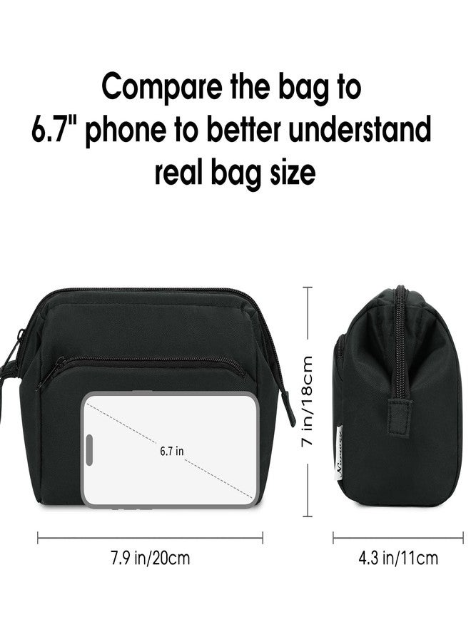 Narwey Makeup Bag Women Wide-open Make up Bag Travel Cosmetic Bag Organizer Toiletry Bag for Cosmetics Toiletries Accessories (Black) - Image 4