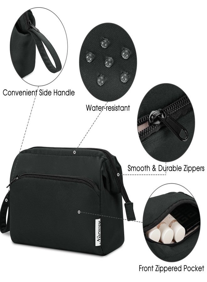 Narwey Makeup Bag Women Wide-open Make up Bag Travel Cosmetic Bag Organizer Toiletry Bag for Cosmetics Toiletries Accessories (Black) - Image 5