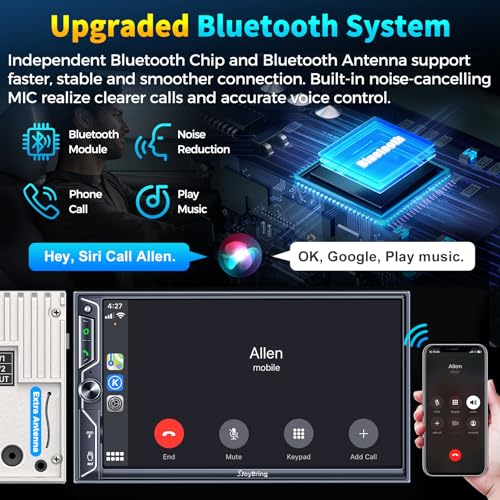 SJoyBring 7 Inch Double Din Car Stereo with Wireless CarPlay and Android Auto, Bluetooth, Phone Mirror Link, HD Touchscreen, Backup Camera, 4.2-Channel, FM/AM Car Radio - Image 4
