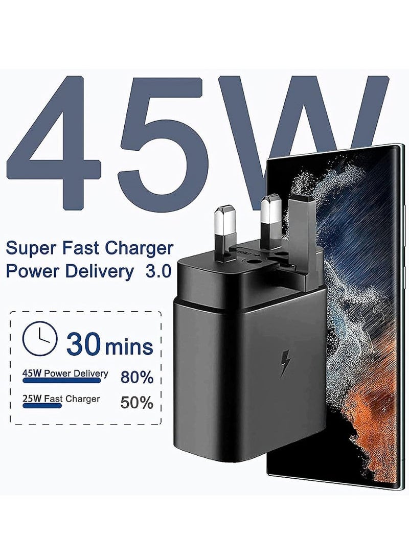 Rock Pow - Power Adapter 45W With Cable Super Fast Charger Type C Super Fast Charger 45W with USB-C Cable, Android Charger for Galaxy S23 Ultra/S23/S23+/S22/S22 Ultra/S22+/Note 10/20/S20/S21/Tab S7/S8/also for Huawei/Xiaomi/iPhone 16/16 Plus/16 Pro/16 Pro Max/iPhone 15/15 Pro Max/15 Plus/15 Pro/iPad Pro/AirPods,etc - Image 1