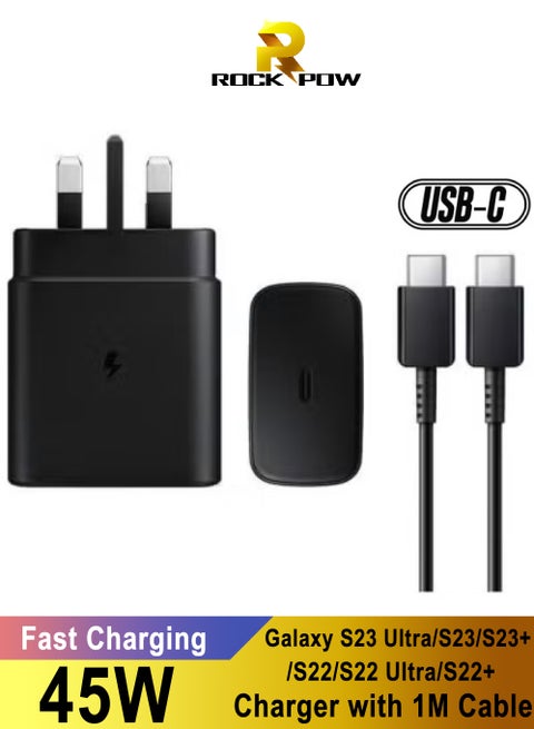 شاحن سريع لرأس شاحن سامسونج جالاكسي مع كابل شحن 45 وات، S23 Ultra S23 Plus S23 S23 S22 Ultra S22 S21 Ultra S21 S21 A54 A53 A52 A32-45W مع كابل سريع من النوع C 5A شاحن سريع أيضًا لهاتف iPhone 17/16/15/15/iPad Pro/AirPods وHuawei/Xiaomi وشحن الكمبيوتر المحمول/الكمبيوتر الشخصي وما إلى ذلك