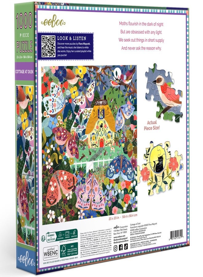 Eeboo Cottag at Dusk 1000 Piece Jigsaw Puzzle - Puzzle 1000 Pieces that Capture the Delicacy of Nature - Dimensions 58.5 cm x 58.5 cm - Image 2