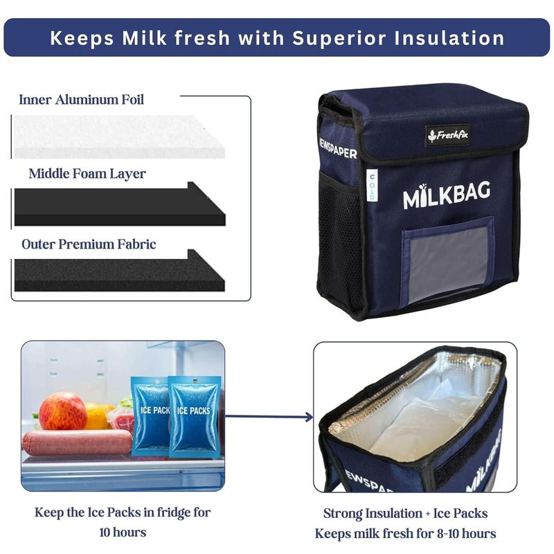 Freshfix Freshfix Milk Bag for Door Hanging Insulated and Waterproof Storage for HomeMain Door Holder for Milk Packets Bottles Outdoor Gate Delivery Basket Box News Paper Notes with Free Ice Packet  - Image 4
