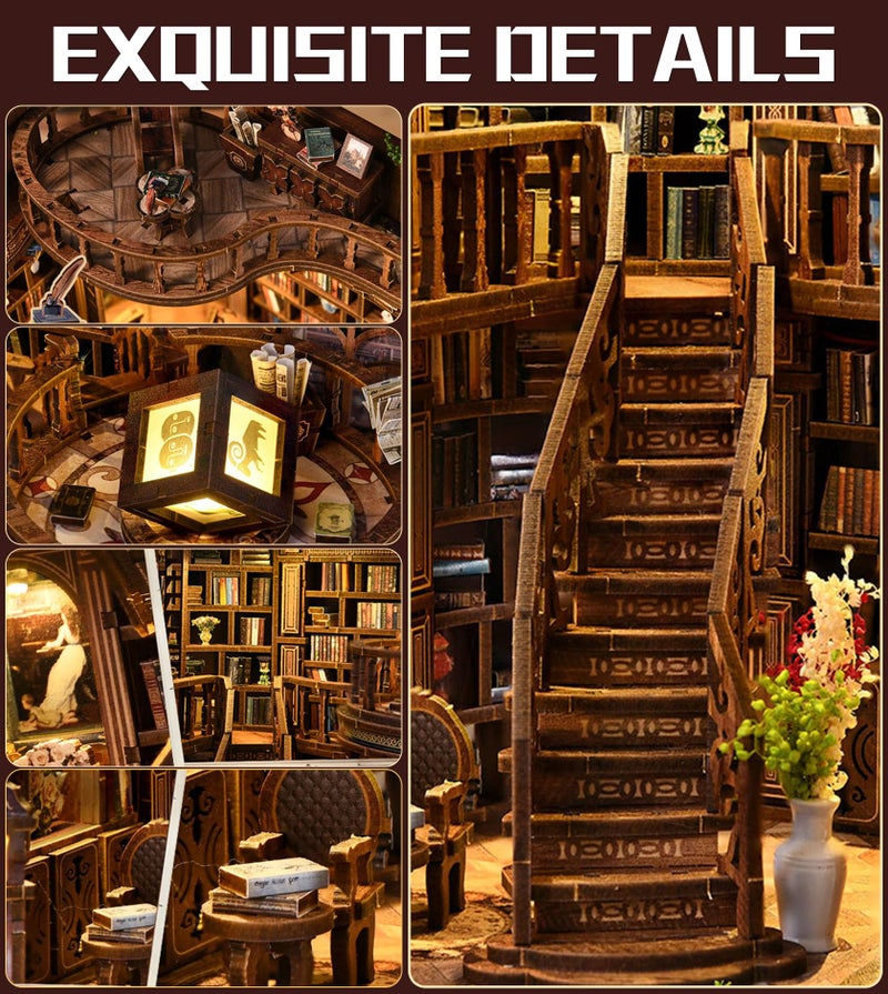 Spilay Miniature Dollhouse Miniature House Kit DIY Kit Mini House Model 1:24 مقياس بيت الدمية الإبداعي أفضل هدية عيد ميلاد للبنين والبنات (قاعة الكتب الحالمة) - Image 3