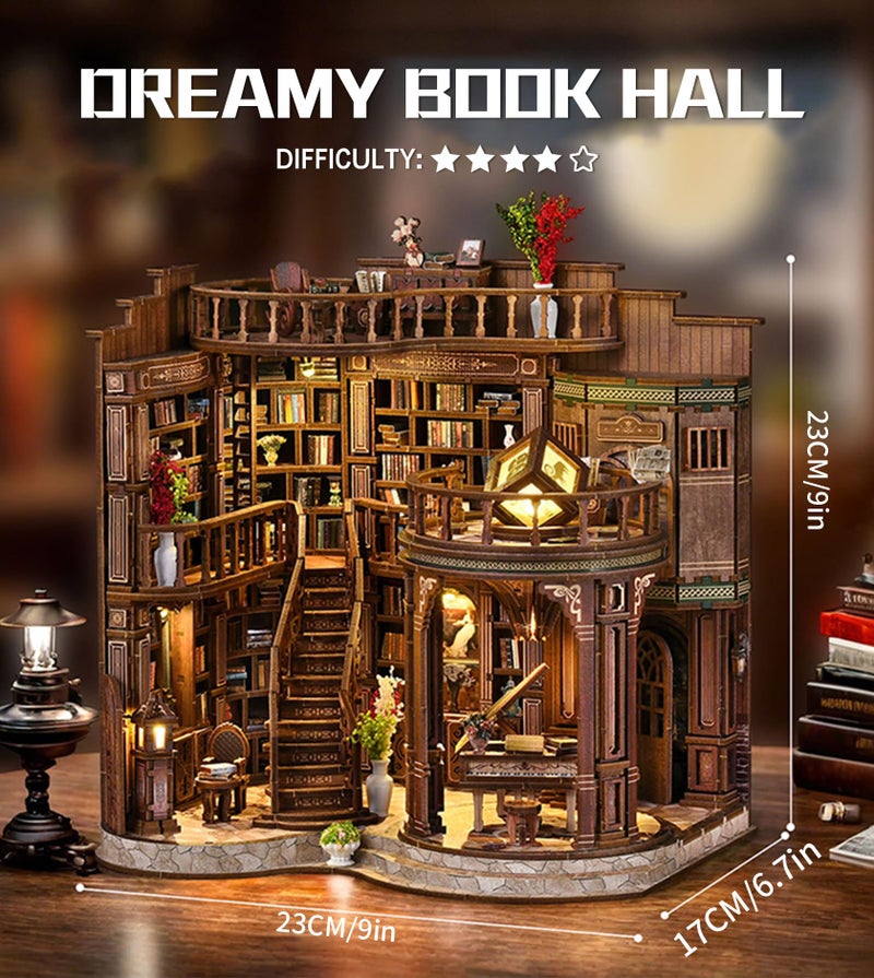 Spilay Miniature Dollhouse Miniature House Kit DIY Kit Mini House Model 1:24 مقياس بيت الدمية الإبداعي أفضل هدية عيد ميلاد للبنين والبنات (قاعة الكتب الحالمة) - Image 5