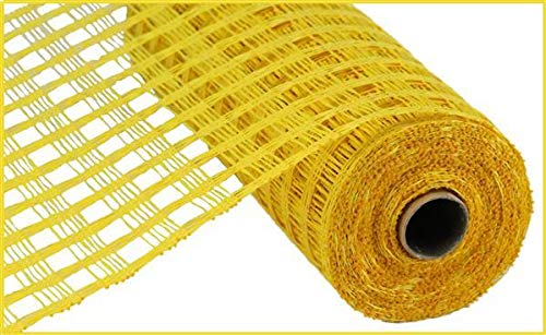 Poly Burlap Check Deco Mesh 10 x 10 Yards Yellow