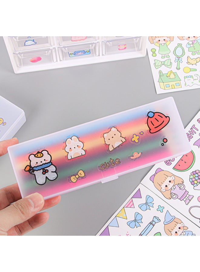 Style Frosted Transparent Stationery Box Fresh Men's And Women's Simple Pencil Case Large Capacity Diy Student Stationery Storage Box - Image 3