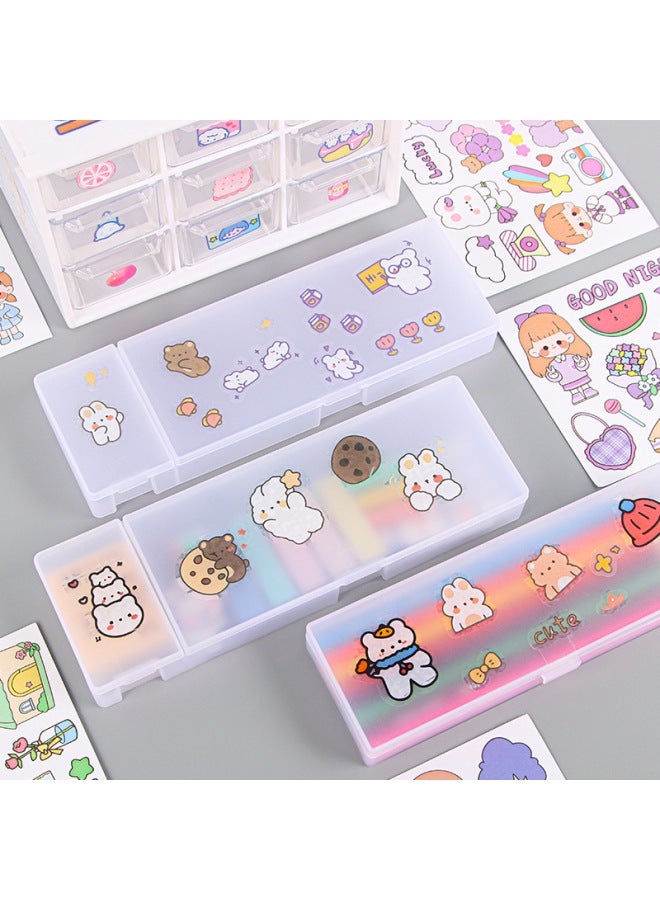 Style Frosted Transparent Stationery Box Fresh Men's And Women's Simple Pencil Case Large Capacity Diy Student Stationery Storage Box - Image 4
