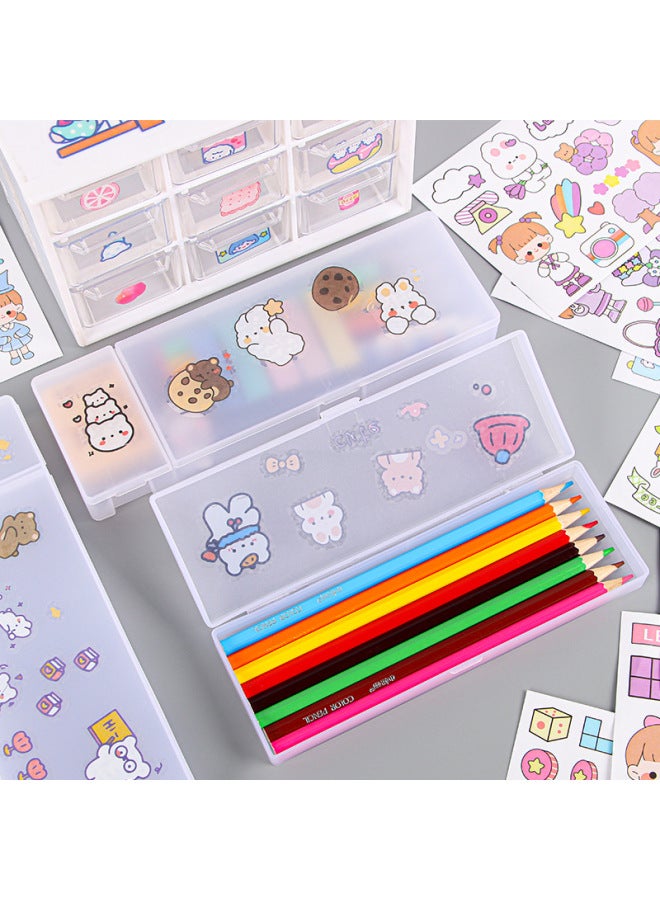 Style Frosted Transparent Stationery Box Fresh Men's And Women's Simple Pencil Case Large Capacity Diy Student Stationery Storage Box - Image 2