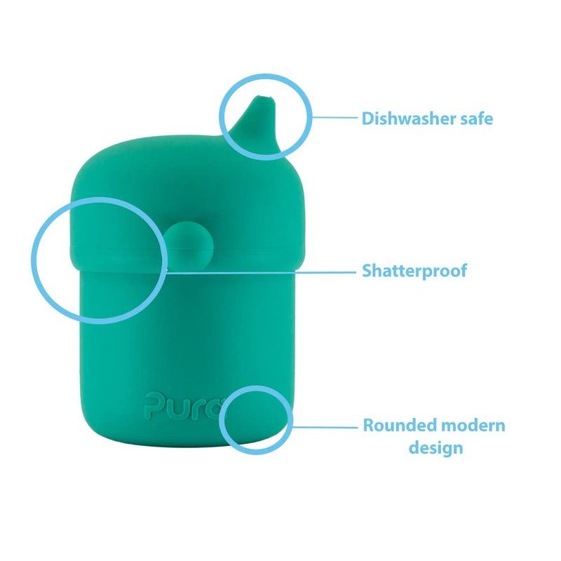 Pura my-my Silicone Sippy Cup 5oz/150ml - Training Cup, Reusable, Platinum Food Grade Medical Grade, Spill Proof Cups for Kids, Toddlers, Babies & Infants - 2-Pack Mint & Moss - Image 2