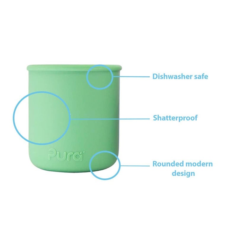 Pura my-my Silicone Sippy Cup 5oz/150ml - Training Cup, Reusable, Platinum Food Grade Medical Grade, Spill Proof Cups for Kids, Toddlers, Babies & Infants - 2-Pack Mint & Moss - Image 4