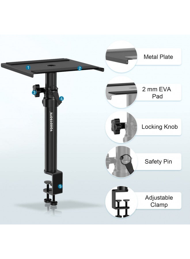 Vondynote Set of 2 Studio Monitor Stands Desktop Speaker Stands Height Adjustable 12" to 18" Speaker Stands with Desk Clamp - Image 1