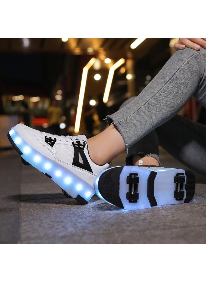 هوسكس وير زلاجات أطفال رباعية العجلات مزودة بأضواء LED 