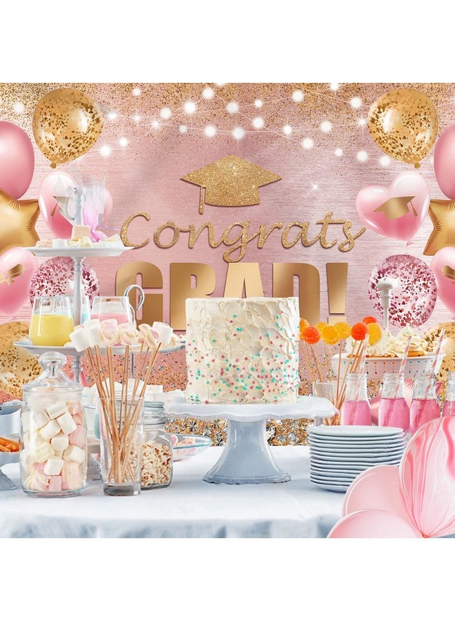 Rsuuinu Graduation Backdrop For Photography Pink And Gold Congratulations Congrats Grad Background Class Of 2023 Prom Party Supplies Decorations Banner Photoshoot Photo Studio Props Favors 7X5Ft  - Image 4