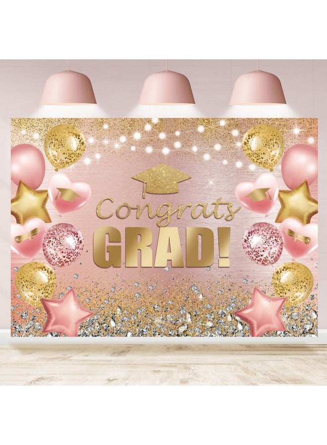 Rsuuinu Graduation Backdrop For Photography Pink And Gold Congratulations Congrats Grad Background Class Of 2023 Prom Party Supplies Decorations Banner Photoshoot Photo Studio Props Favors 7X5Ft  - Image 2