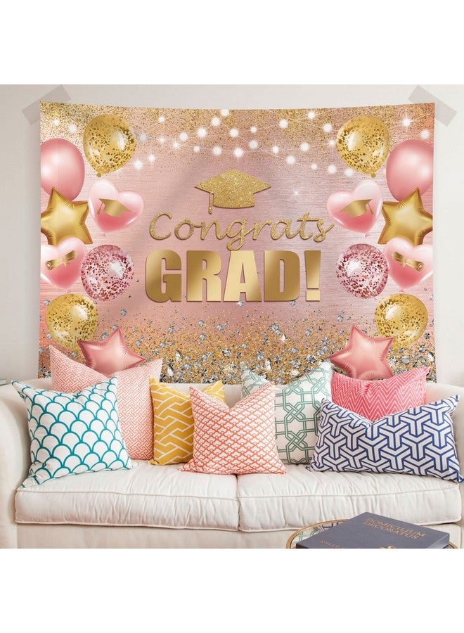 Rsuuinu Graduation Backdrop For Photography Pink And Gold Congratulations Congrats Grad Background Class Of 2023 Prom Party Supplies Decorations Banner Photoshoot Photo Studio Props Favors 7X5Ft  - Image 5