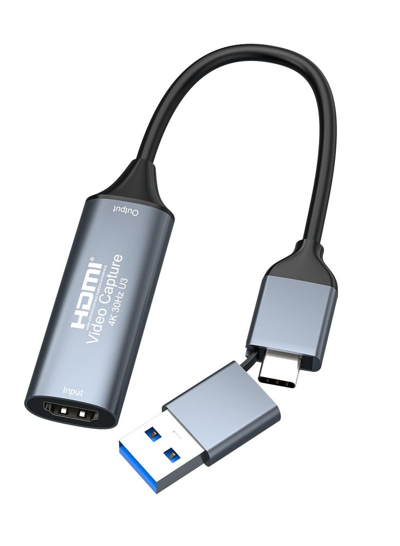 Excefore 4K HDMI Capture Card for Streaming and Recording, USB 3.0 to Type C, 1080P 60FPS, Ideal for Gaming, Live Broadcasts, Video Conferences, and Online Teaching - Image 1