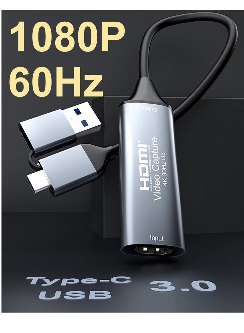 Excefore 4K HDMI Capture Card for Streaming and Recording, USB 3.0 to Type C, 1080P 60FPS, Ideal for Gaming, Live Broadcasts, Video Conferences, and Online Teaching - Image 2